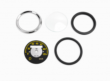 ZESTAW NAPRAWCZY LICZNIKA PRĘDKOŚCIOMIERZA WSK 120 KM/H CZARNY (CYFERBLAT RAMKA SZKŁO USZCZELKA)