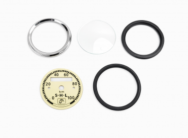 ZESTAW NAPRAWCZY LICZNIKA PRĘDKOŚCIOMIERZA SHL 100 KM/H KREMOWY (CYFERBLAT RAMKA SZKŁO USZCZELKA)