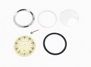 ZESTAW NAPRAWCZY LICZNIKA PRĘDKOŚCIOMIERZA  JUNAK M07 M10 SHL M17 GAZELA KREMOWY 160 KM (SZKŁO, CYFERBLAT, RAMKA, USZCZELKA, PODKŁADKA, WSKAZÓWKA)