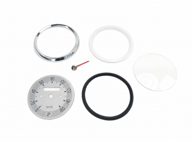 ZESTAW NAPRAWCZY LICZNIKA PRĘDKOŚCIOMIERZA  JUNAK M07 M10 SHL M17 GAZELA SREBRNY 160 KM/H (SZKŁO, CYFERBLAT, RAMKA, USZCZELKA, PODKŁADKA, WSKAZÓWKA)