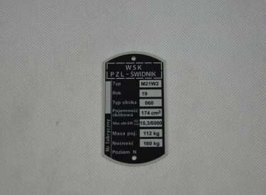 Tabliczka znamionowa WSK 175 M21W2 (060)