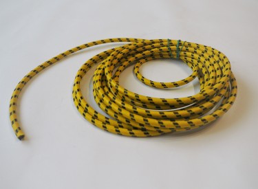 Przewód, kabel wysokiego napięcia, żółty z czarnymi prążkami, 1m, WSK, SHL, WFM, JUNAK, SOKÓŁ